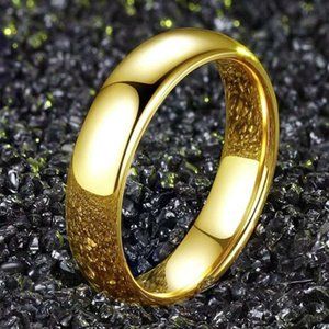 🆕 6mm Mens Gold Stainless Steel Comfort Fit Wedding Band Sz 9, 10, 12